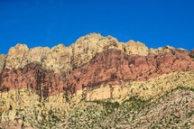 beautiful color striations on red rock cliffs in Red Rock Canyon 