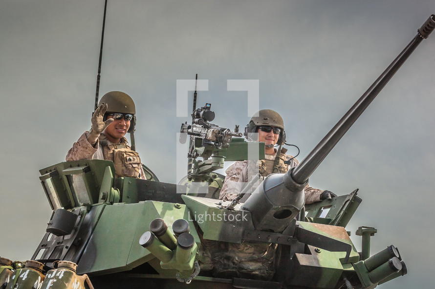 soldiers in a tank 