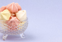 Crystal Dessert Bowl Filled with Various Colored Meringues