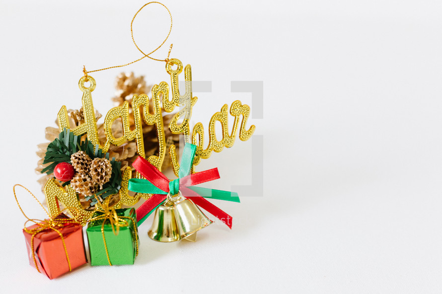 small gifts and ornaments at Christmas 