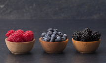 raspberries, blueberries, and blackberries 