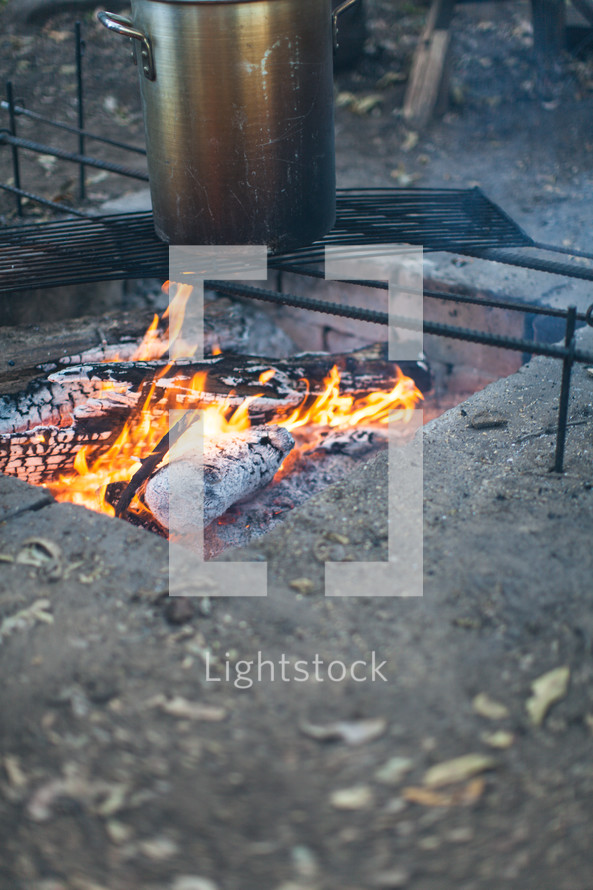 flames in a fire pit 