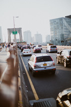 traffic crossing the Brooklyn Bridge 