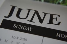 June on a calendar 