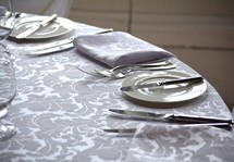 round table with place settings 