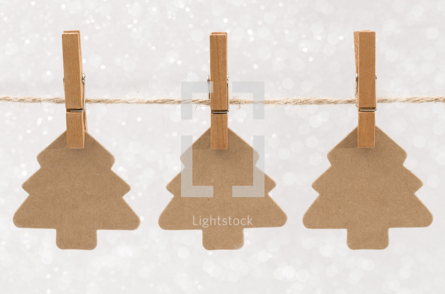 Christmas tree cutouts on clothespins 
