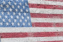 American flag painted on bricks 