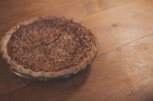 A pecan pie on a table