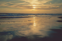 Sunset over a beach | Summer | Light | Shoreline | Sky | Background | Waves | Coast | California | Creation | Landscape | Nature | 