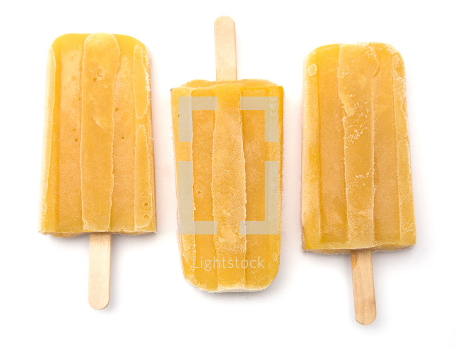 popsicles on a white background 