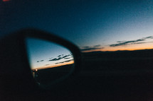 sunset and rearview mirror 