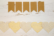 blank banner flags and heart cutout border 