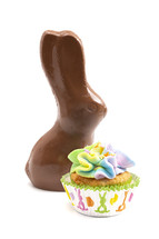 chocolate Easter bunny and cupcake 