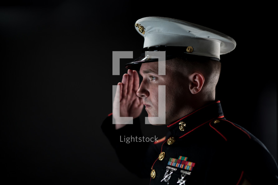 saluting Marine 