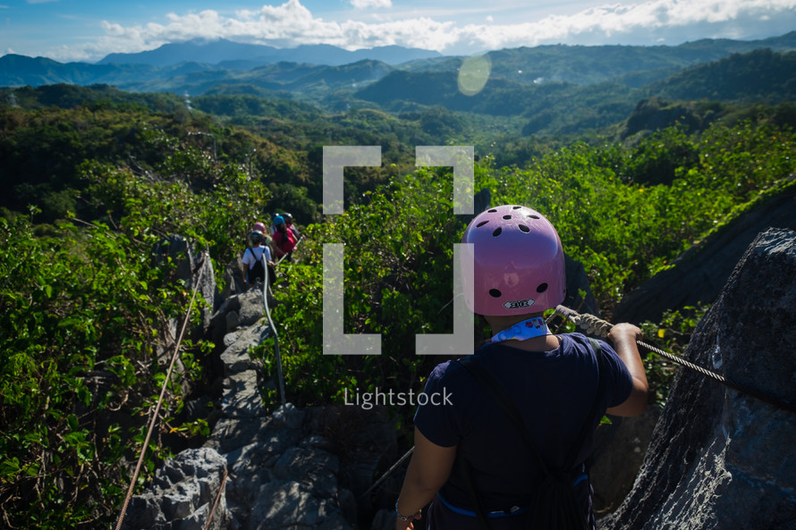 hikers exploring mountains 