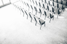 Aerial view of rows of chairs