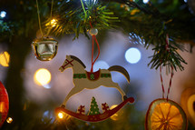 Vintage Traditional Christmas Decoration in Christmas Tree