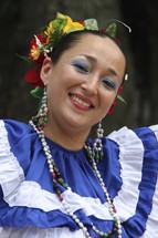 Smiling woman in Honduran national dress