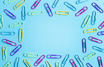 rainbow colored paperclips border 