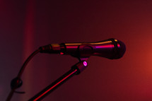 Singer's microphone on stage at a concert