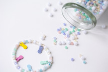 Plastic jewelry beads at Easter