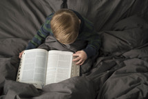 toddler flipping through the pages of a Bible