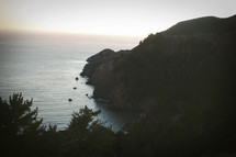 sea cliffs at dusk 