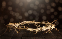 crown of thorns on a wooden background 