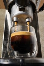 Wide Angle of Espresso Machine and Espresso cup with Foam