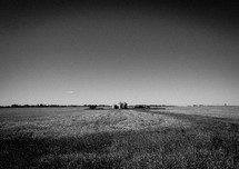 Farm buildings in rural Alberta - black and white
