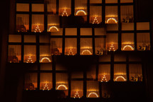 Christmas lights in a window 