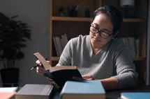 Woman reading a Bible 