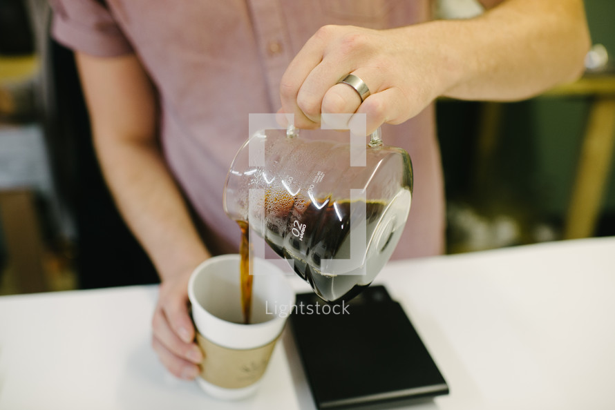 a man pouring coffee 