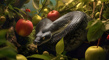 A black snake in the apple tree