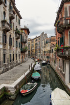 boats on a canal in Venice 