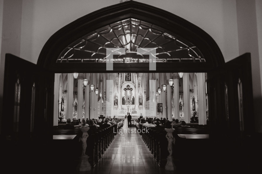 interior of a cathedral for a church wedding 