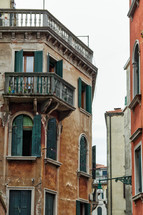 shutters on windows on buildings in Venice, Italy 
