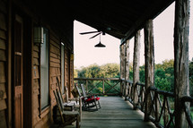 porch of a log cabin 