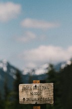 wood sign for the Pacific Crest Trail 