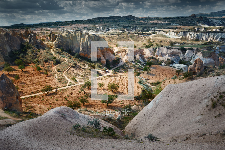 homes carved into rocks , Cappadocia, Turkey