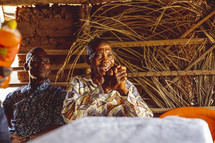 Christian African praying in a small village church in the Ivory Coast in west Africa