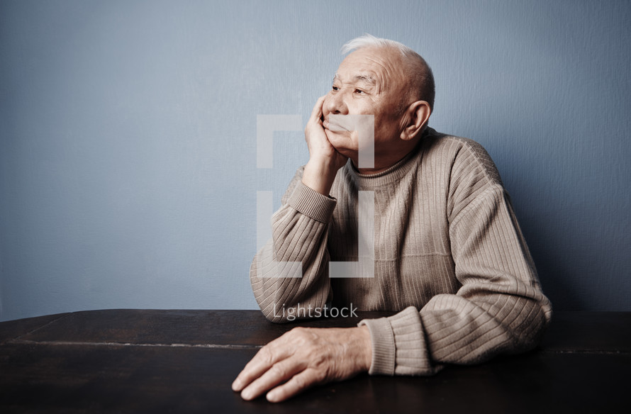 elderly man in studio 