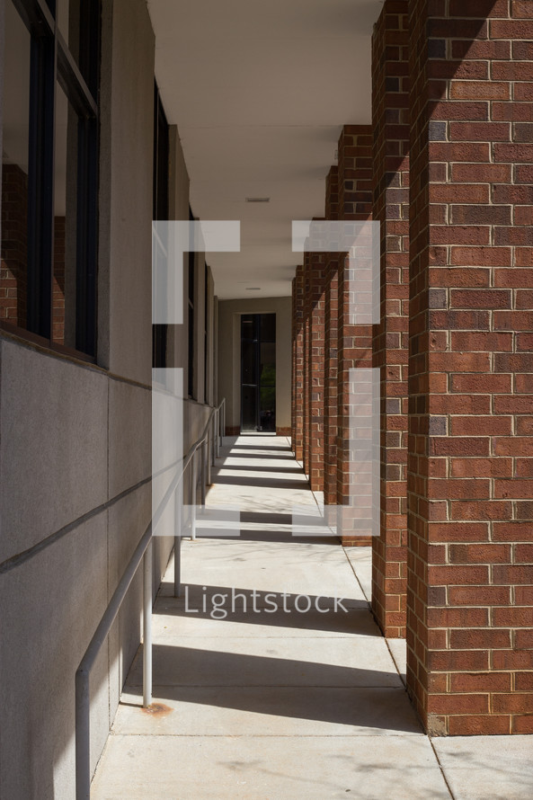 brick columns in a walkway 