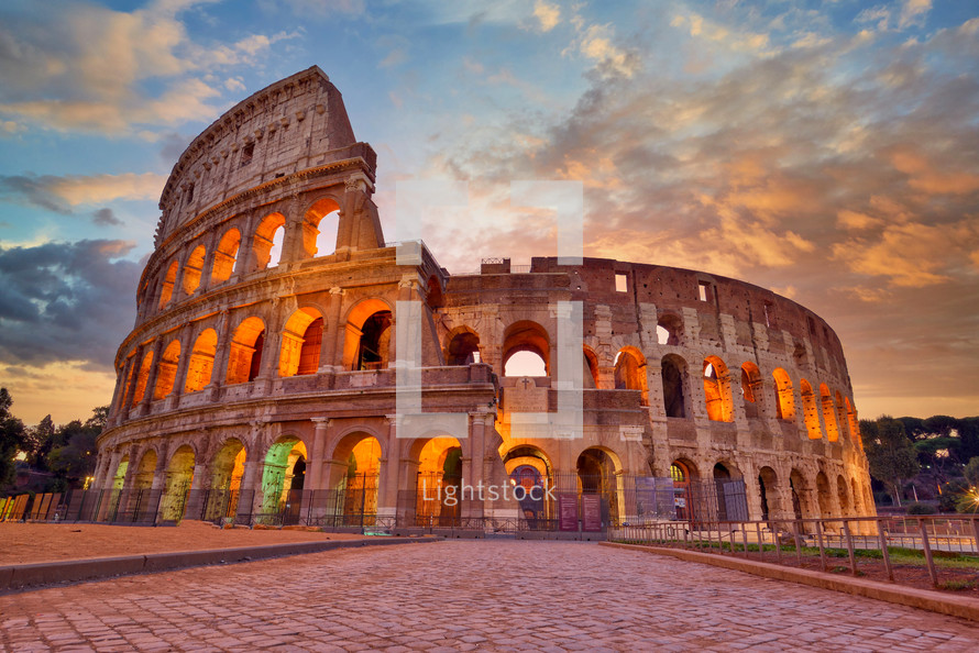 Colosseum at sunset, Rome