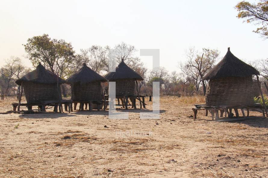 huts in a village 