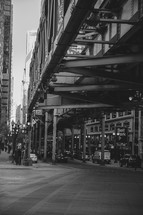 Cars under a bridge in Chicago 