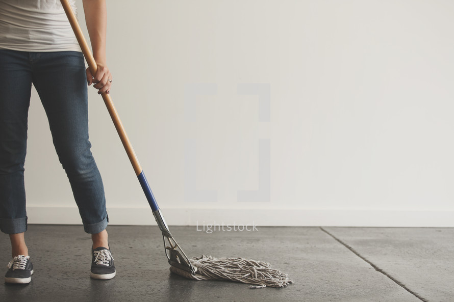 woman mopping 
