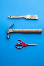 Tools on a blue background.