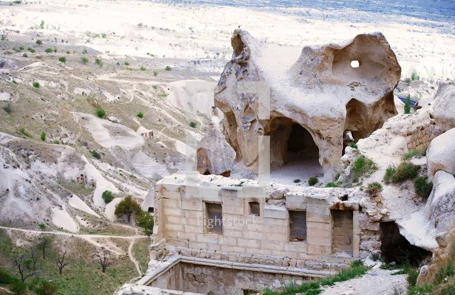 Ruins of the ancient Greek temple in Cappadocia, Turkey
