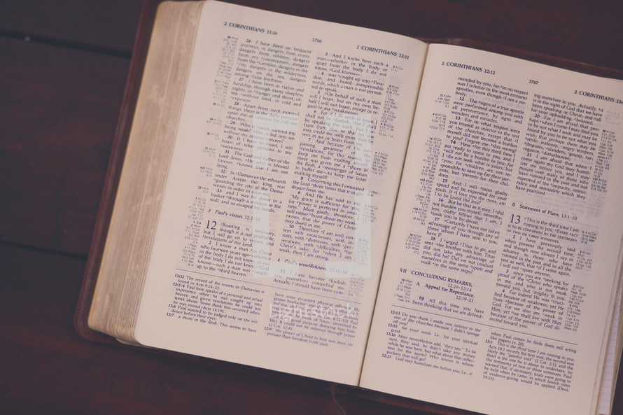 2 Corinthians, pages of a Bible 